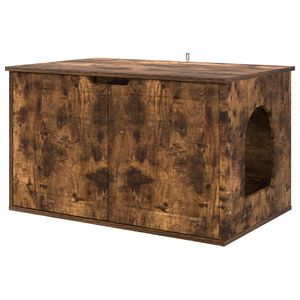 vidaXL Katės namelis Rūkyta ąžuolas 85 x 55 x 50,5 cm Apdirbta mediena