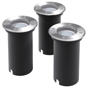 vidaXL Lauko LED &scaron;viestuvai grindiniui, 3 vnt., apvalūs
