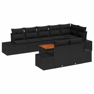 vidaXL Sodo Sofų Rinkinys su saugykla 9 pcs Juoda