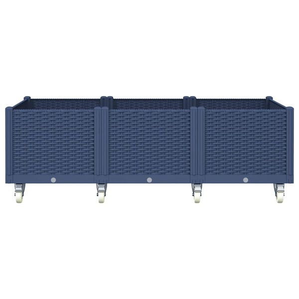 vidaXL Sodo lovelis su ratukais, melsvai pilkos spalvos, 150x80x54cm, PP