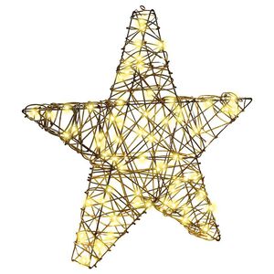 vidaXL 3D žvaigždė 50 LED &Scaron;ilta balta 55 x 52.5 x 9 cm Ratanas