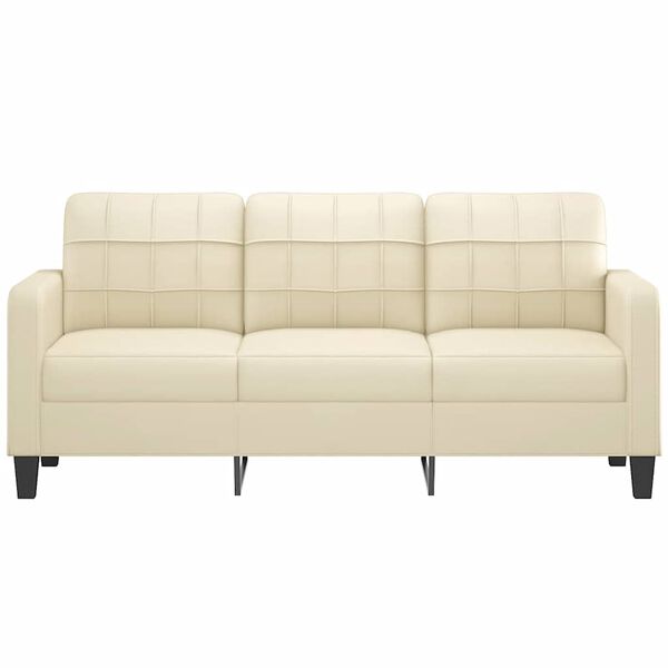 vidaXL Trivietė sofa, kreminės spalvos, 180cm, dirbtinė oda