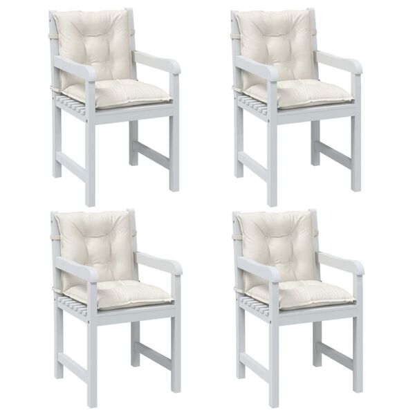 vidaXL Kėdės pagalvėlės, 4vnt., kreminės, 100x50x7cm, audinys