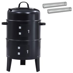 vidaXL Lauko grilis &Oslash; 40 x 80 cm Plienas Juoda