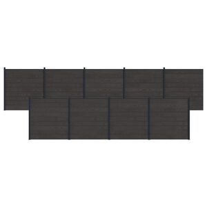 vidaXL Tvoros rinkinys 9 vnt. 1564 x 186 cm WPC ir aliuminis Juoda
