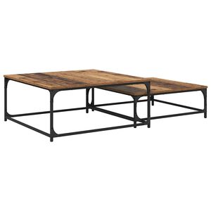 vidaXL Kavos staliukas 2 vnt. Senovinis medis 80 x 80 x 35 cm