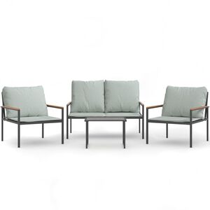 vidaXL Sodo komplektas su pagalvėlėmis, 4 dalių, antracito, plienas