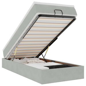 vidaXL Osmanų lovos rėmas su čiužiniu, pilkas, 80x200cm, aksomas