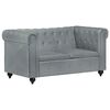 vidaXL Dvivietė chesterfield sofa, pilkos spalvos, tikra oda