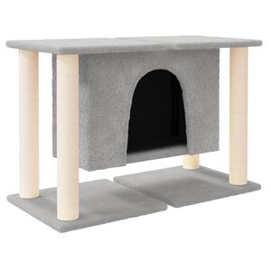 vidaXL Draskyklė katėms su stovais i&scaron; sizalio, &scaron;viesiai pilka, 50cm