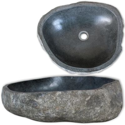 vidaXL Kriauklė, upės akmuo, ovalus, 46-52cm