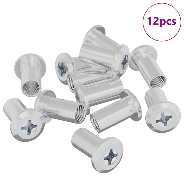 vidaXL Užrakto veržlė 12 pcs Nikelio M6 x 15 mm Plienas