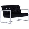 vidaXL 2-vietė sofa su porankiais juoda chromo ir aksomo