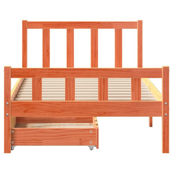 vidaXL Lovos rėmas su be čiužinio, ruda, 75x190cm, pu&scaron;ies masyvas