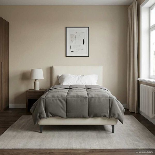 vidaXL Pilna metų antklodė &Scaron;viesiai pilka 140 x 200 cm Mikropluo&scaron;tas