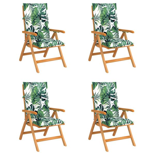 vidaXL Atlo&scaron;iamos sodo kėdės su pagalvėlėmis, 4vnt., tikmedžio masyvas