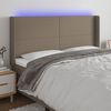 vidaXL Galvūgalis su LED, taupe spalvos, 183x16x118/128cm, audinys