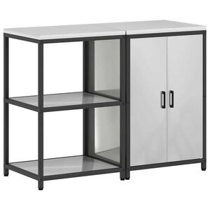 vidaXL Virtuvės saugojimo rinkinys su lentyna 2 pcs Sidabrinė