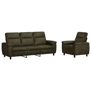 vidaXL Sofos komplektas 2 pcs Armijos Žalia Dirbtinė suedė oda