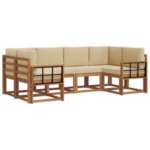 vidaXL Lauko sofos komplektas su pagalve 6 pcs Natūralus ir bežinis