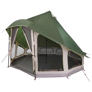 vidaXL Tipi palapinė su stogu Žalia 404 x 370 x 270 cm tafta