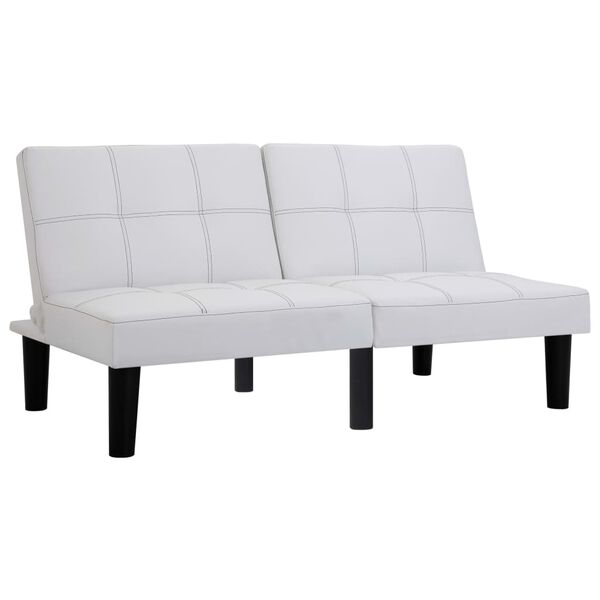 vidaXL Dvivietė sofa, baltos spalvos, dirbtinė oda