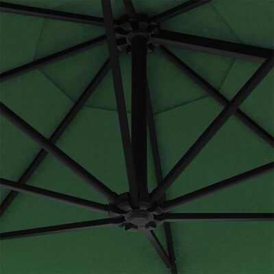 vidaXL Prie sienos montuojamas skėtis su stulpu, 300 cm, žalias