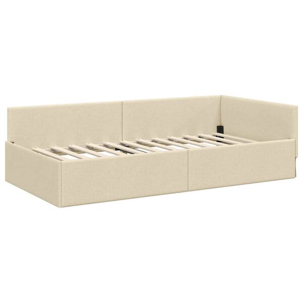 vidaXL Kampinė lovos konstrukcija Kreminė 100 cm x 200 cm Aksomas