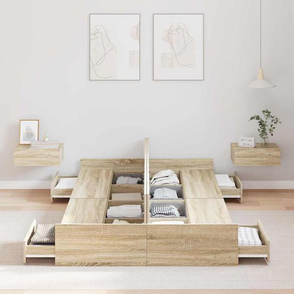 vidaXL Lova su daiktų laikymo vieta Sonoma ąžuolas 120 x 200 cm