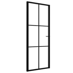 vidaXL Vidaus durys, juodos, 76x201,5cm, ESG stiklas ir aliuminis