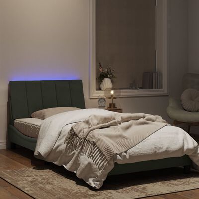 vidaXL Lovos rėmas su LED, šviesiai pilkas, 100x200cm, aksomas