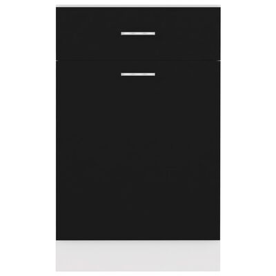 vidaXL Apatinė spintelė su stalčiumi, juoda, 50x46x81,5cm, MDP