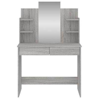 vidaXL Kosmetinis staliukas su veidrodžiu, pilkas ąžuolo, 96x39x142cm