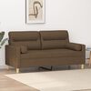 vidaXL Dvivietė sofa su pagalvėmis, ruda, 140cm, audinys