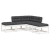 vidaXL Sodo sofos komplektas su pagalvėlėmis, 5 dalių, baltas, pu&scaron;is