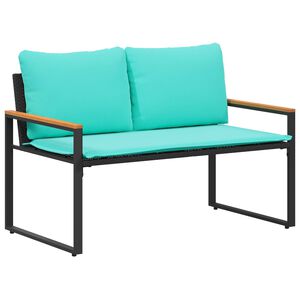 vidaXL suoliukas su pagalve Juoda ir turkio 115 x 65 x 72 cm Ratanas