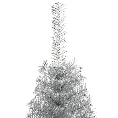 vidaXL Dirbtinė pusinė Kalėdų eglutė su stovu, sidabrinė, 120cm, PET