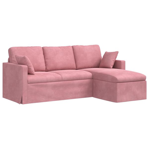 vidaXL Sofa Rožinė Bendri matmenys: 198 x 134 cm (P X G x A) Aksomas