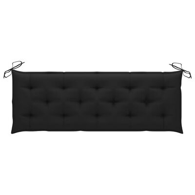 vidaXL Batavia suoliukas su juodos spalvos pagalvėle, 150cm, tikmedis
