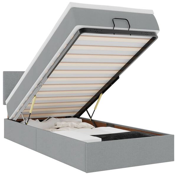 vidaXL Osmanų lova su čiužiniu ir LED &scaron;viesiai pilkas 80x200cm audinys