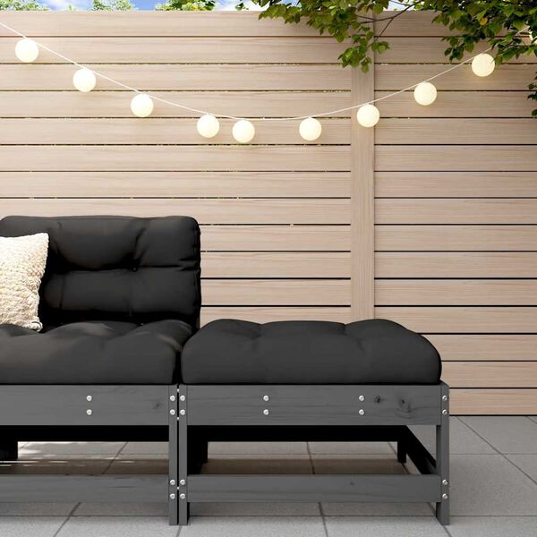 vidaXL Sodo pakoja su pagalvėle, pilka, pu&scaron;ies medienos masyvas