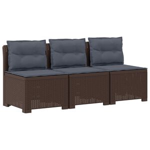 vidaXL 3-vietė sodo sofa su pagalvėlėmis, Rattan i&scaron;vaizda PP Ruda