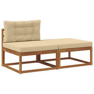 vidaXL Sekcija sofa vienetai su pagalve 2 Vienetas Natūrali