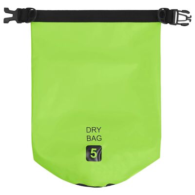 vidaXL Vandeniui atsparus krepšys, žalios spalvos, PVC, 5l