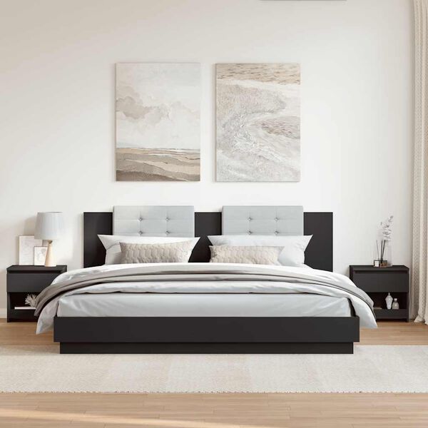 vidaXL Naktinės spintelės, 2vnt., juodos, 40x30x39cm, apdirbta mediena