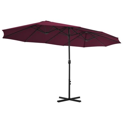 vidaXL Lauko skėtis su aliuminio stulpu, raud. vyn. sp., 460x270 cm