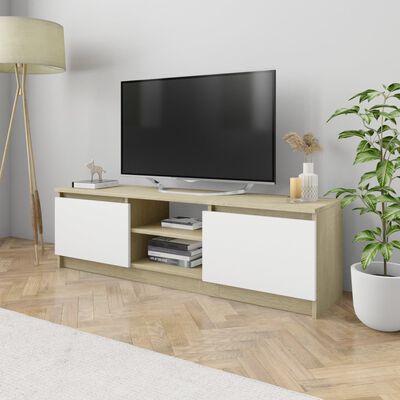 vidaXL Televizoriaus spintelė, balta/ąžuolo, 120x30x35,5cm, mediena