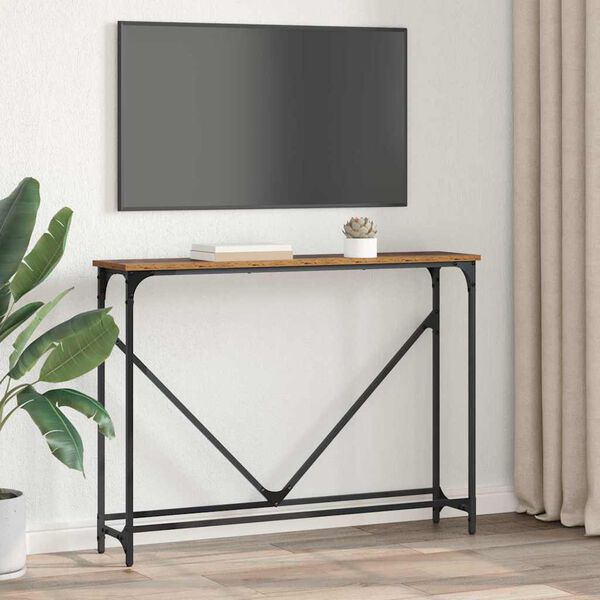 vidaXL Konsolinis stalas Senovinis medis 102 x 23 x 75 cm