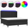 vidaXL Lova su spyruoklėmis/čiužiniu/LED, juoda 160x200cm dirbtinė oda