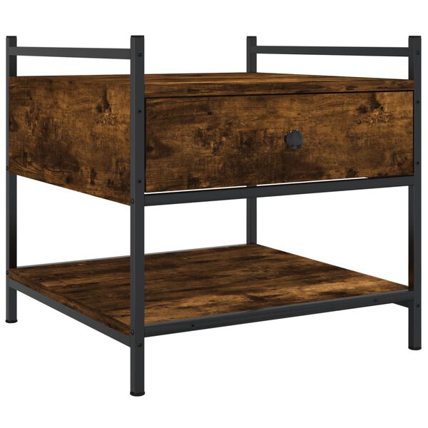 vidaXL Kavos staliukas, dūminio ąžuolo, 50x50x50cm, apdirbta mediena